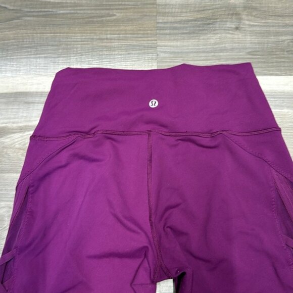 Lululemon purple leggings with lace up mesh sides, size 8 - Picture 6 of 7